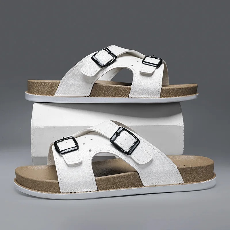 Sport Slide Men - Novos Chinelos Masculinos de Couro de