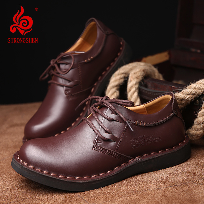 Men Shoes Louboutin - Strongshen sapatos masculinos de couro genuíno,