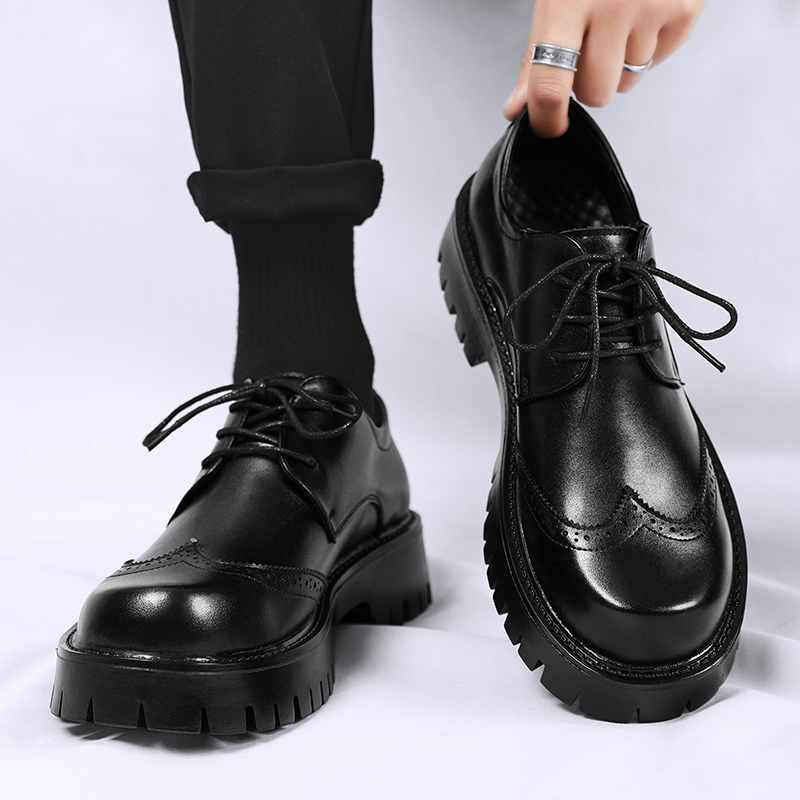 Men Shoes Louboutin - Sapato de couro preto monocromático masculino,