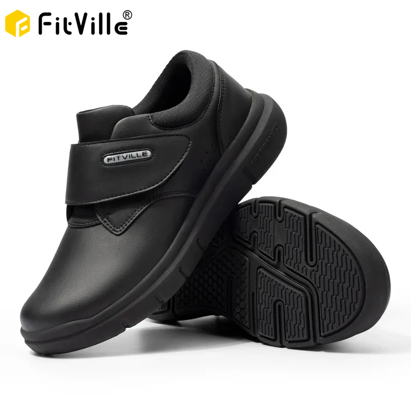 Men'S Shoes Diabetic - Sapatos masculinos extra largos de couro,