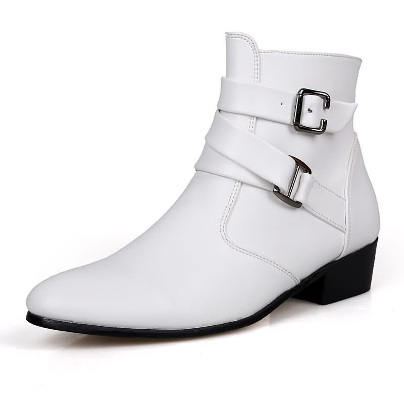 Men'S Shoes Black And White - Botas masculinas de luxo de couro