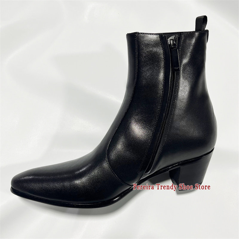 Men'S Shoes Black And White - Botas Chelsea de Couro Estilo Britânico