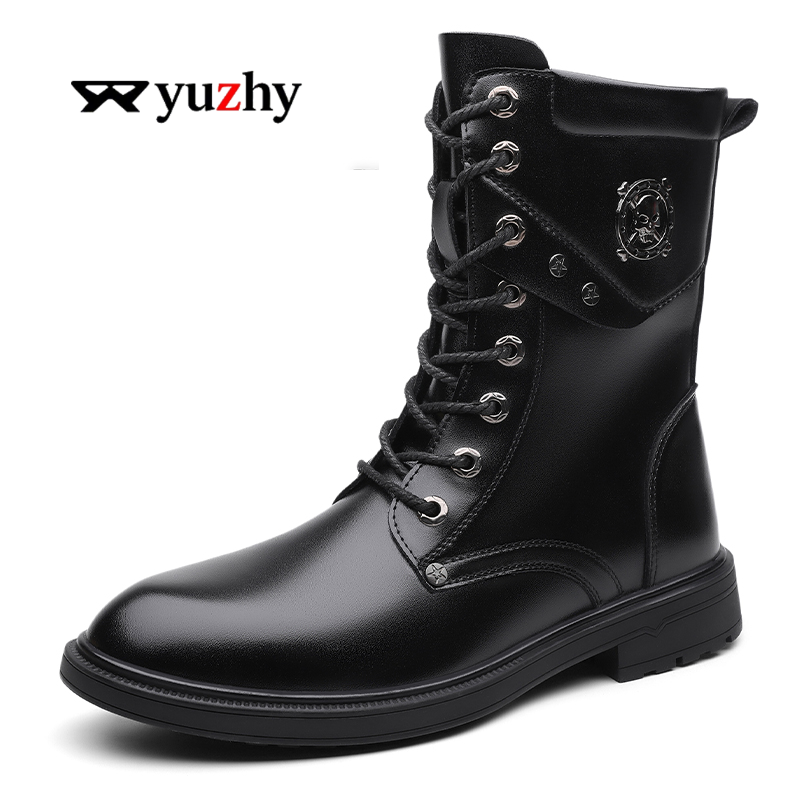 Botas Unissex de Cano Alto com - Men'S Shoes Black And White avaliação e preço