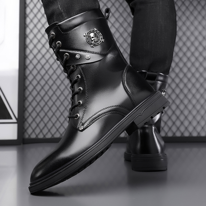 Botas Unissex de Cano Alto com - Men'S Shoes Black And White avaliação e preço
