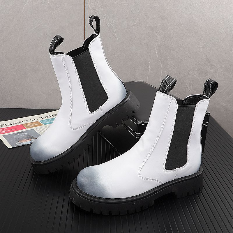 Botas de Couro Genuíno de Luxo - Men'S Shoes Black And White avaliação e preço