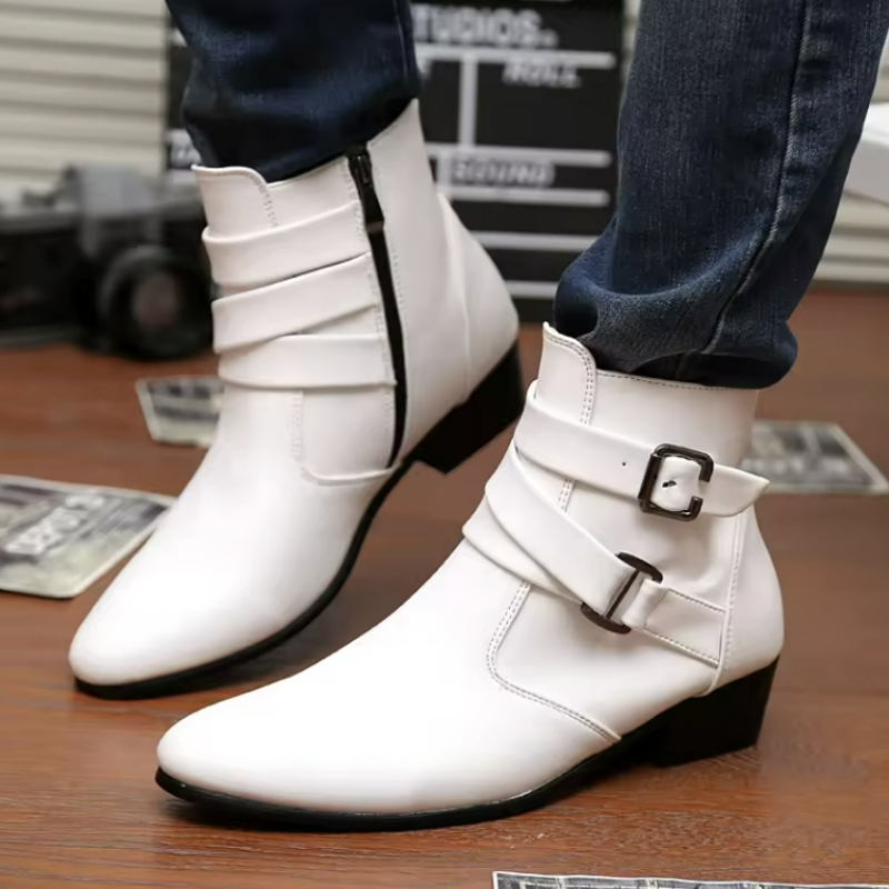 Botas masculinas de luxo de co - Men'S Shoes Black And White avaliação e preço